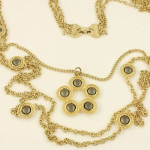 Vintage Celebrity Flower Pendant Triple Chain Layered Necklace, 1960s Ce…